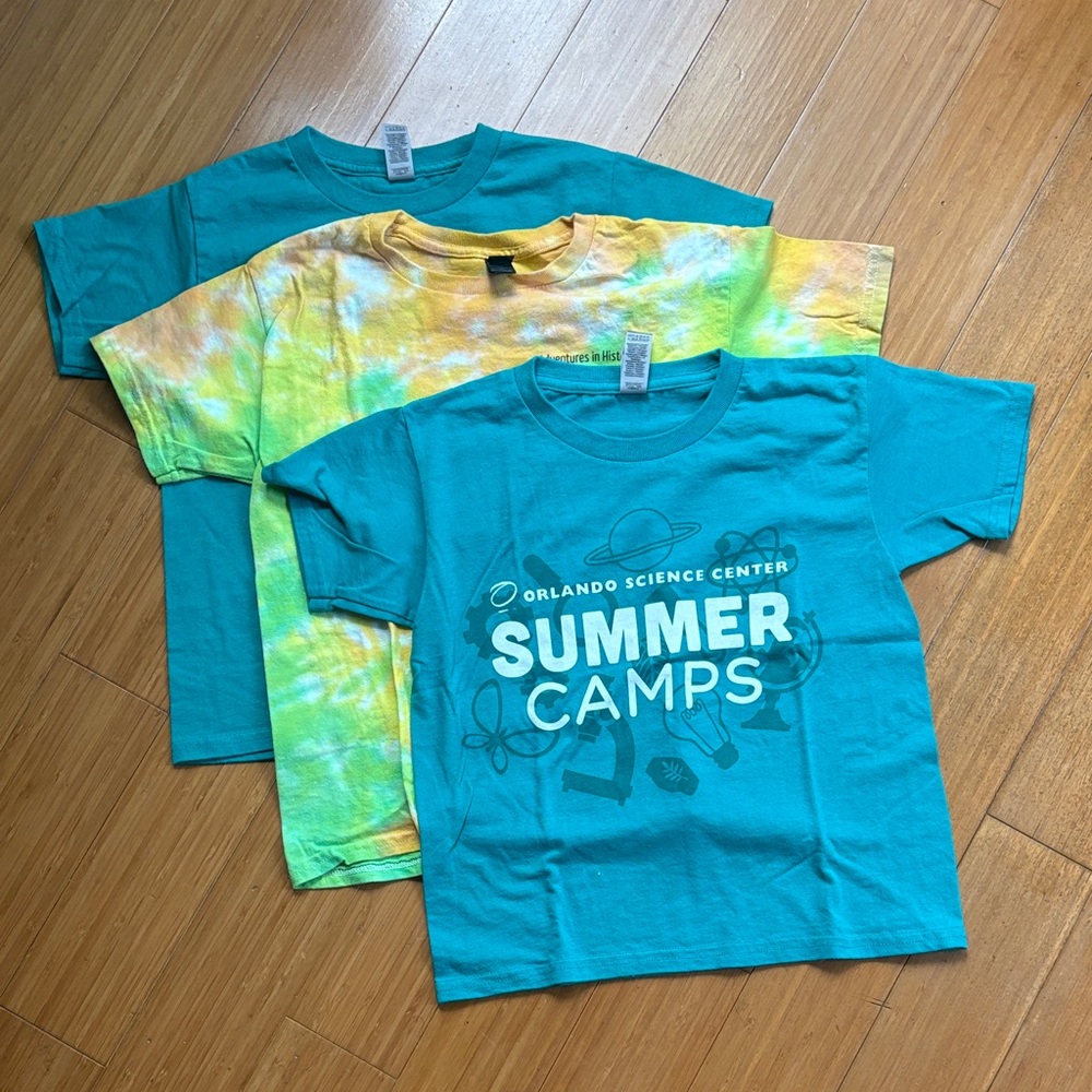 Gildan Kids Teal and Tie-Dye Short Sleeve Tees